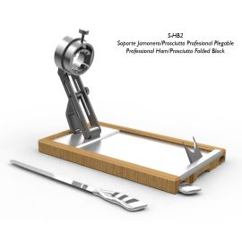 Support a jambon pata negra Saigo S-HB2 professionnel bois et acier